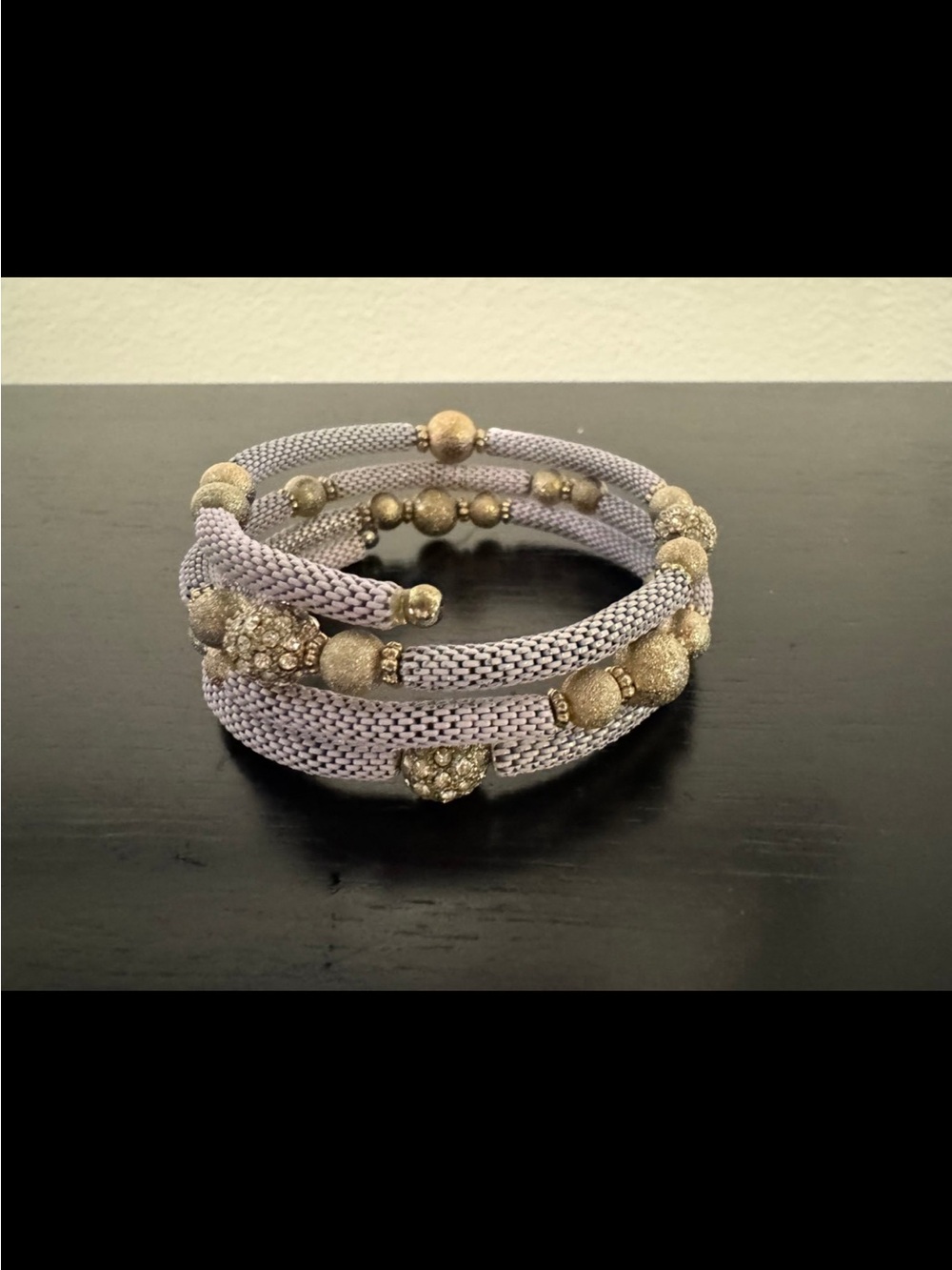 Elegant Lavender Wrap Bracelet with Gold Beads
